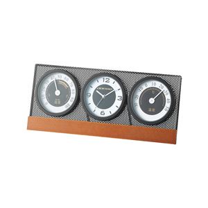 温湿度時計(置時計/卓上時計) アナログ表示 木枠 TCA-069