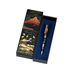 漆芸ペンケース付ボールペン 赤富士 M12822 - 拡大画像