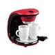 2カップコーヒーメーカー/コーヒーマシン 【300ml】 レッド×ブラック 1.3kg カップ×2 メジャースプーン×1 フィルター×1