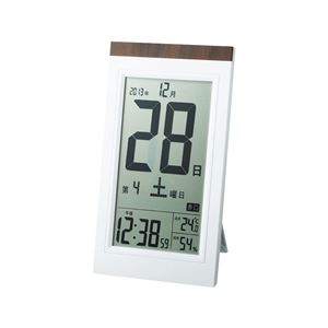 デジタル日めくり電波時計(置時計/壁掛け兼用) アラーム/スヌーズ機能/温度表示付き KW9254 商品写真