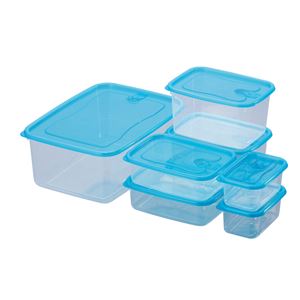 クリアブルーコンテナ／タッパー 【7個セット】 蒸気抜き付き 電子レンジ可 化粧箱入 〔お中元 お歳暮 内祝い〕