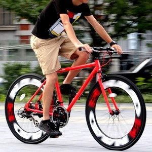 クロスバイク 700c（約28インチ）/レッド(赤) シマノ21段変速 アルミフレーム 重さ 14.7kg 【NAIAD】 ナイアード CAC-023 - 拡大画像