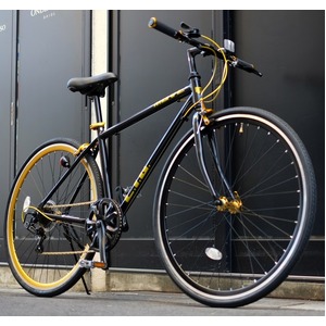 クロスバイク 700c（約28インチ）/ブラック(黒) シマノ7段変速 重さ/ 12.0kg 軽量 アルミフレーム 【LIG MOVE】