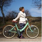折りたたみ自転車 26インチ/グリーン(緑)×ブラウン 低床型 【Raychell】 レイチェル R-321N