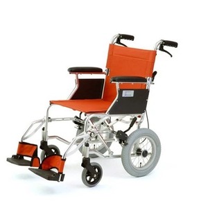 介助式折りたたみ車椅子 ミニポン/オレンジ アルミ製 軽量コンパクトタイプ 【MIWA】 ミワ HTB-12 - 拡大画像
