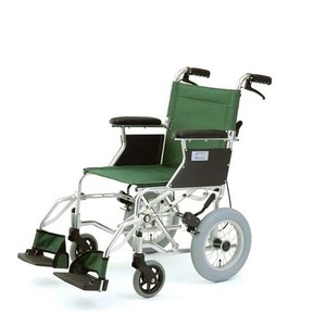 介助式折りたたみ車椅子 ミニポン/グリーン(緑) アルミ製 軽量コンパクトタイプ 【MIWA】 ミワ HTB-12 - 拡大画像