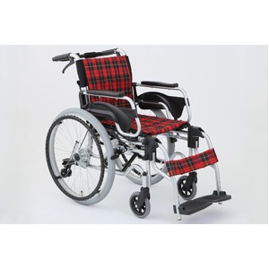 多機能折りたたみ車椅子 デラックスII/レッド(赤) アルミ製 持ち手付き 【MIWA】 ミワ HTB-22DX - 拡大画像