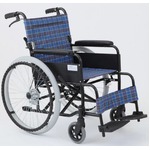 自走/介助折りたたみ車椅子 アミー22/ターコイズブルー(青) アルミ製 持ち手付き 【MIWA】 ミワ MW-22AII