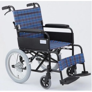 介助式折りたたみ車椅子 アミー16/ターコイズブルー(青) アルミ製 持ち手付き 【MIWA】 ミワ MW-16A - 拡大画像