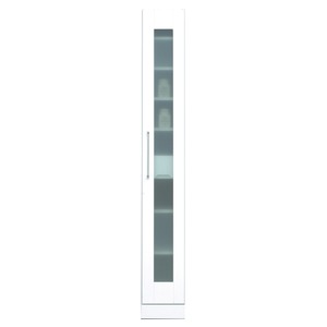 スリムタイプ食器棚/キッチン収納 幅25cm 飛散防止加工ガラス使用 移動棚付き 日本製 ホワイト(白) 【完成品】 - 拡大画像