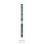 スリムタイプ食器棚/キッチン収納 幅25cm 飛散防止加工ガラス使用 移動棚付き 日本製 ホワイト(白) 【完成品】