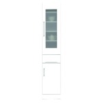 スリムボード食器棚/キッチン収納 幅35cm 飛散防止加工ガラス使用 移動棚付き 日本製 ホワイト(白) 【完成品】