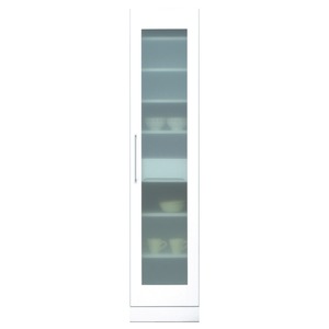 スリムタイプ食器棚/キッチン収納 幅35cm 飛散防止加工ガラス使用 移動棚付き 日本製 ホワイト(白) 【完成品】 - 拡大画像