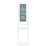 スリムボード食器棚/キッチン収納 幅40cm 飛散防止加工ガラス使用 移動棚付き 日本製 ホワイト(白) 【完成品】