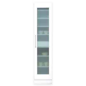 スリムタイプ食器棚/キッチン収納 幅40cm 飛散防止加工ガラス使用 移動棚付き 日本製 ホワイト(白) 【完成品】 商品画像