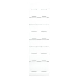 タワーチェスト 【幅50cm】 スライドレール付き引き出し 日本製 ホワイト(白) 【完成品】 - 拡大画像