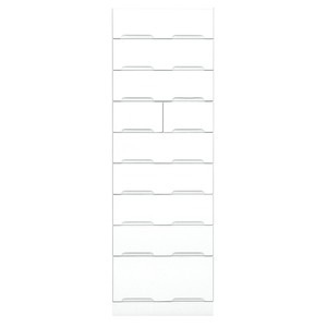 タワーチェスト 【幅60cm】 スライドレール付き引き出し 日本製 ホワイト(白) 【完成品】 - 拡大画像