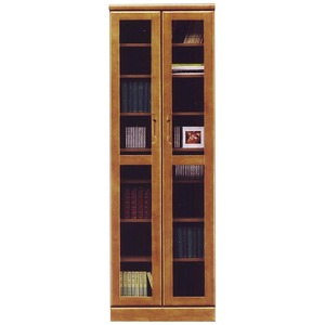 書棚/本棚 【幅60cm】 木製 ガラス扉/棚板付き 日本製 ブラウン 【MARRON3】マーロン3 【完成品】 - 拡大画像