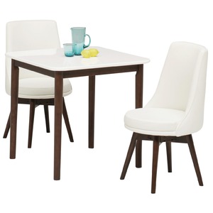 ダイニングセット 3点 ダイニングテーブル(ホワイト/白天板)&チェア(ホワイト/白)2点 木製 【組立品】