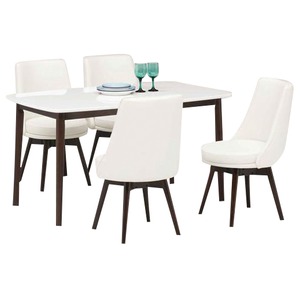 ダイニングセット 5点 ダイニングテーブル(ホワイト/白天板)&チェア(ホワイト/白)4点 木製 【組立品】
