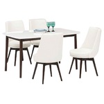 ダイニングセット 5点 ダイニングテーブル(ホワイト/白天板)&チェア(ホワイト/白)4点 木製 【組立品】