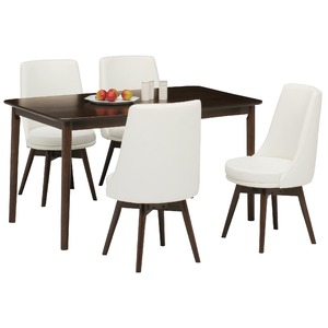 ダイニングセット 5点 ダイニングテーブル(ダークブラウン天板)&チェア(ホワイト/白)4点 木製 【組立品】