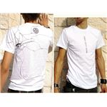 戦国武将Tシャツ 【本多忠勝 蜻蛉切】 Lサイズ 半袖 ホワイト(白) 〔Uネック おもしろ〕