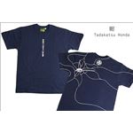 戦国武将Tシャツ 【本多忠勝 蜻蛉切】 Mサイズ 半袖 ネイビー(紺) 〔Uネック おもしろ〕