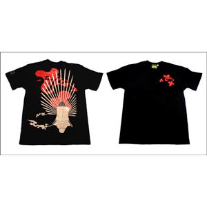 戦国武将Tシャツ 【豊臣秀吉 馬蘭後立付兜】 XSサイズ 半袖 綿100% ブラック(黒) 〔Uネック おもしろ〕 - 拡大画像