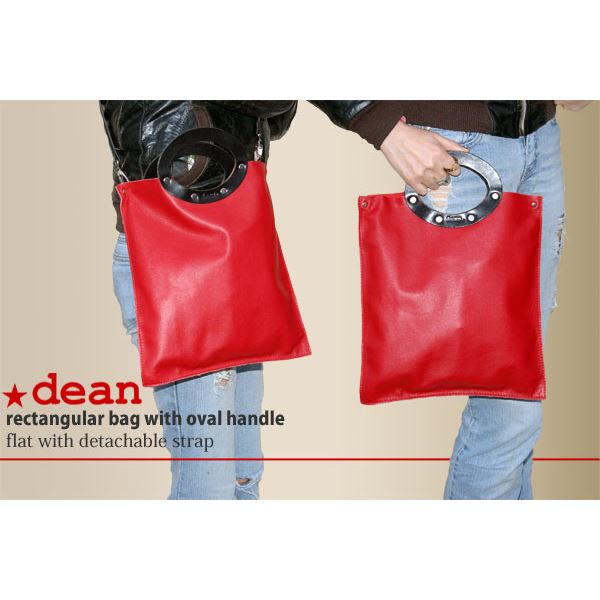 ★dean(ディーン) rectangular bag ハンドバッグ 赤f00