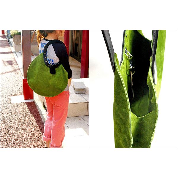 ★dean(ディーン) circle bag レザーバッグ olive(緑)f00
