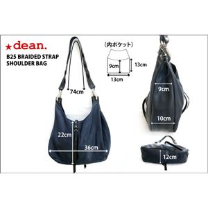 ★dean(ディーン) the braided-strap shoulder bag レザーバッグ ネイビー ハンドル/黒 ★dean(ディーン) the braided-strap shoulder bag レザーバッグ ネイビー ハンドル/黒