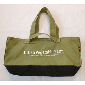 ツールバッグ 【トートタイプ】 綿100％ 帆布製 日本製 グリーン(緑) Urban Vegetable Farm 〔園芸 ガーデニング用品〕 - 拡大画像