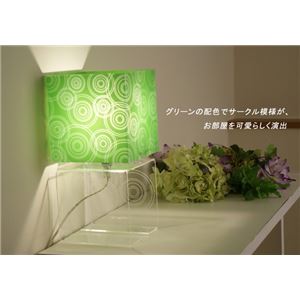テーブルランプ(照明器具/卓上ライト) アクリル製 スクエア型 グリーン(緑) 〔リビング照明/寝室照明/ダイニング照明〕 - 拡大画像