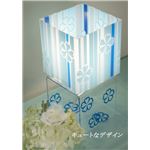 テーブルランプ(照明器具/卓上ライト) アクリル製 スクエア型 花柄 ブルー(青) 〔リビング照明/寝室照明/ダイニング照明〕