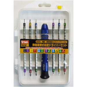 （業務用3セット）TRAD 伸縮差替式 精密ドライバーセット/作業工具 ビット：12段階伸縮可 TNS-6W 〔業務用/DIY用品/日曜大工〕【×3セット】