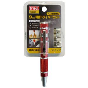 (業務用25個セット) TRADペン型差替式精密ドライバーセット 【レッド】 TPS-9R 商品画像