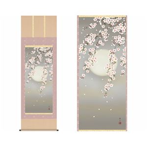 掛軸 「夜桜」 緒方葉水 筆 - 拡大画像