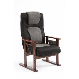 高座椅子(リクライニングチェア) 張地：メッシュ生地 ポケット/肘付き ハイバック 座面高調整可 『コロン』 グレー×ブラック - 拡大画像