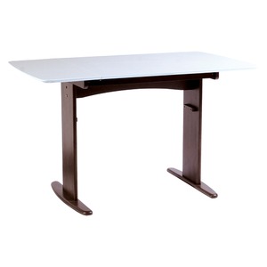 【単品】伸長式ダイニングテーブル/バタフライテーブル 【幅90cm/120cm】 木製 スライドタイプ 『バター』 ホワイト(白) - 拡大画像