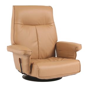 回転座椅子(フロアチェア/リクライニングチェア) 合成皮革/合皮 肘付き 『ラボンヌ』 キャメル - 拡大画像