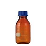 【柴田科学】ねじ口びん（メジュームびん） 茶褐色 青キャップ付 500mL【10個】 017210-500A