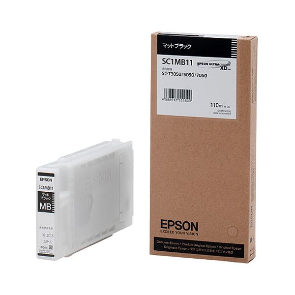 (まとめ）エプソン EPSON インクカートリッジ マットブラック 110ml SC1MB11 1個(×3セット) b04
