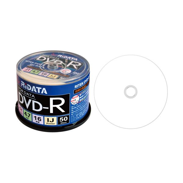 (まとめ) RiDATA データ用DVD-R4.7GB 1-16倍速 ホワイトワイドプリンタブル スピンドルケース D-R16X47G.PW50SP B1パック(50枚) (×10セ