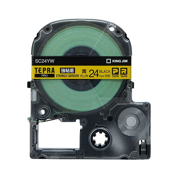 (まとめ) キングジム テプラ PRO テープカートリッジ 強粘着 24mm 黄／黒文字 SC24YW 1個 (×10セット) b04