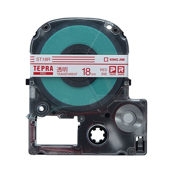 (まとめ) キングジム テプラ PRO テープカートリッジ 18mm 透明／赤文字 ST18R 1個 (×10セット) b04