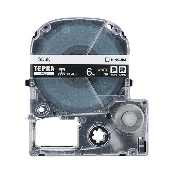 (まとめ) キングジム テプラ PRO テープカートリッジ ビビッド 6mm 黒／白文字 SD6K 1個 (×10セット) b04