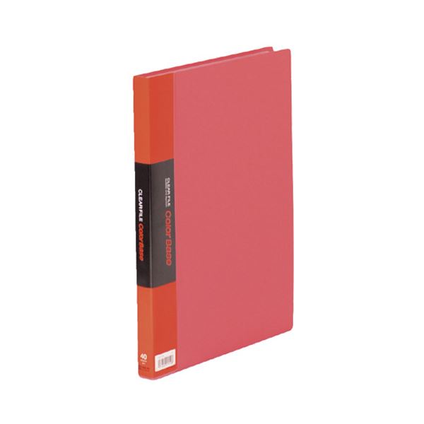 (まとめ) キングジム クリアファイル カラーベースW A4タテ 40ポケット 背幅24mm 赤 132CW 1冊 (×10セット) b04