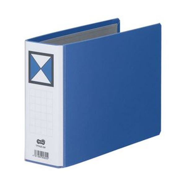 （まとめ）TANOSEE 両開きパイプ式ファイルA5ヨコ 500枚収容 50mmとじ 背幅66mm 青 1冊(×20セット) b04