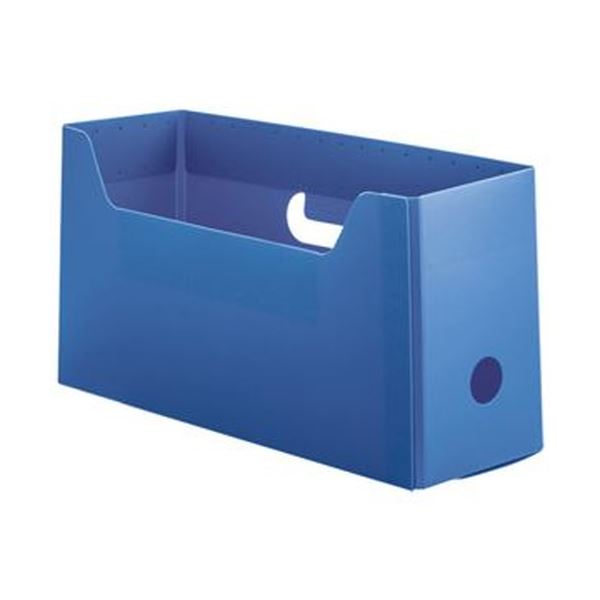 （まとめ）TANOSEE PP製ボックスファイル（組み立て式）A4ヨコ ショートサイズ ブルー 1セット（10個）(×5セット) b04